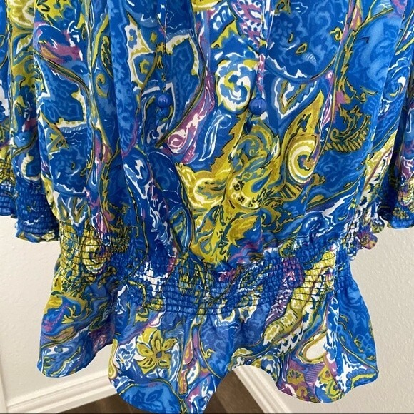 NWT.  Jones NY Blue Pink Floral Abstract Design Jewel Neck L-Sleeve Sexy Size 1X - Picture 5 of 13